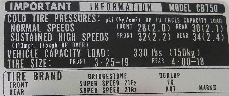 tire sticker Honda 750